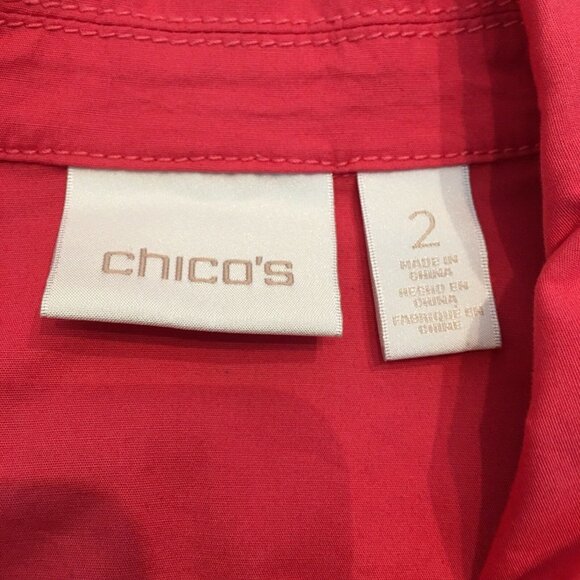 Womens Zip Up Jacket Pink Chicos 2 Lightweight  US Size L u - Picture 6 of 8